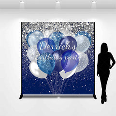 Lofaris Blue Glitter Balloons Custom Name Birthday Backdrop