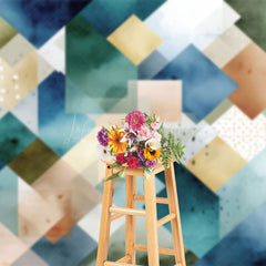 Lofaris Blue Gold Abstract Geometric Pattern Photo Backdrop