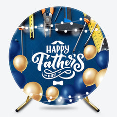 Lofaris Blue Gold Balloons Light Round Fathers Day Backdrop