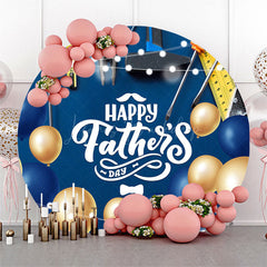Lofaris Blue Gold Balloons Light Round Fathers Day Backdrop