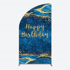 Lofaris Blue Gold Glitter Marbled Birthday Arch Backdrop