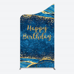 Lofaris Blue Gold Glitter Marbled Birthday Arch Backdrop