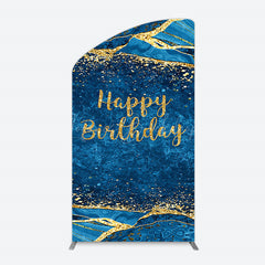 Lofaris Blue Gold Glitter Marbled Birthday Arch Backdrop
