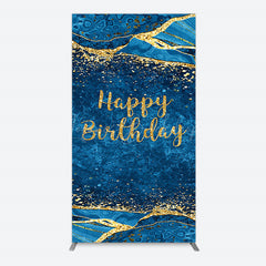 Lofaris Blue Gold Glitter Marbled Birthday Arch Backdrop