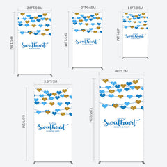 Lofaris Blue Gold Little Sweatheart Baby Shower Rectangle Backdrop