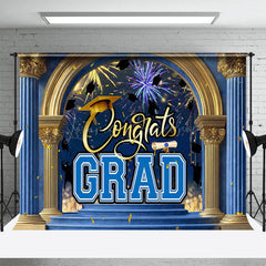Lofaris Blue Gold Palace Arch Sparkle Congrats Grad Backdrop