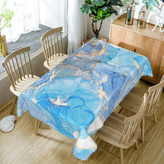 Lofaris Blue Gradient Marble Tablecloth Modern Abstract Stone Pattern for Elegant Kitchen and Dining Decor