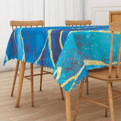 Lofaris Blue Gradient Marble Tablecloth with Faux Glitter for Elegant Modern and Luxury Party Decor
