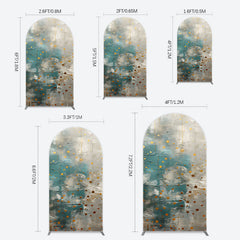 Lofaris Blue Gray Cement Wall Gold Dots Birthday Arch Backdrop