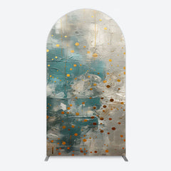 Lofaris Blue Gray Cement Wall Gold Dots Birthday Arch Backdrop