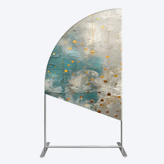 Lofaris Blue Gray Cement Wall Gold Dots Birthday Half Moon Arch Backdrop