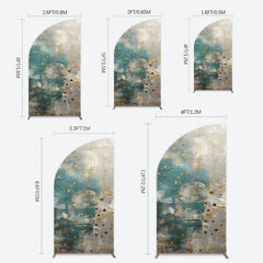 Lofaris Blue Gray Cement Wall Gold Dots Birthday Half Moon Arch Backdrop