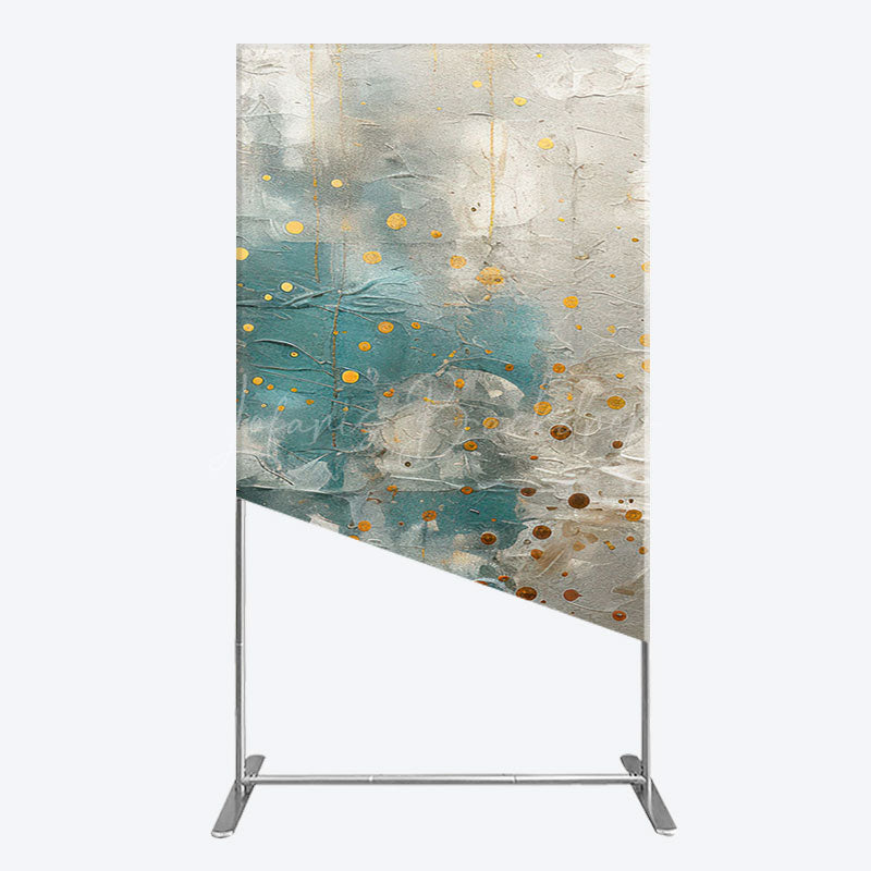 Lofaris Blue Gray Cement Wall Gold Dots Birthday Rectangle Backdrop