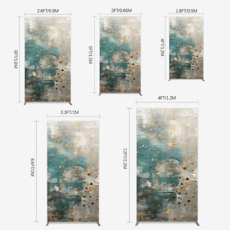 Lofaris Blue Gray Cement Wall Gold Dots Birthday Rectangle Backdrop