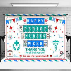 Lofaris Blue Green Stripe Happy Periop Nurse Week Backdrop