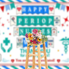 Lofaris Blue Green Stripe Happy Periop Nurse Week Backdrop