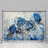 Lofaris Blue Grey Abstract Floral Fine Art Photo Backdrop