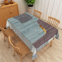 Lofaris Blue Grey Abstract Rectangle Tablecloth Dining Room