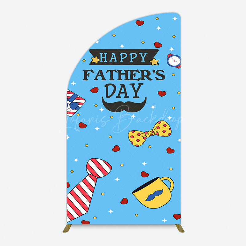 Lofaris Blue Heart Stars Happy Fathers Day Half Moon Arch Backdrop