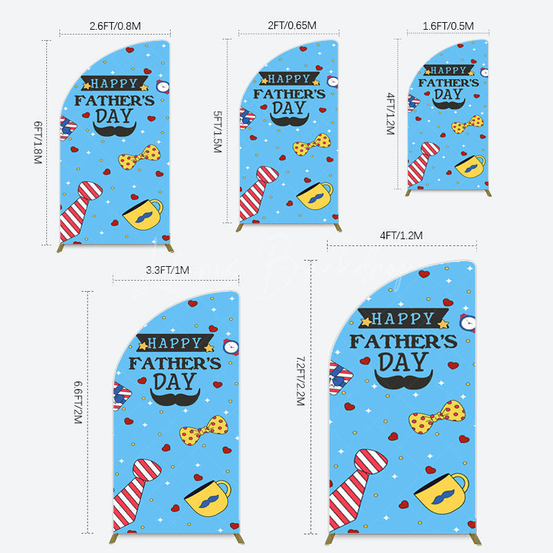 Lofaris Blue Heart Stars Happy Fathers Day Half Moon Arch Backdrop