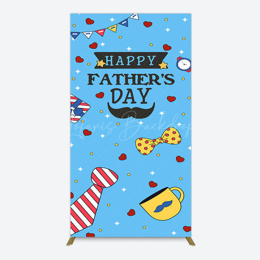 Lofaris Blue Heart Stars Happy Fathers Day Rectangle Backdrop