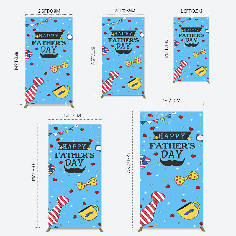 Lofaris Blue Heart Stars Happy Fathers Day Rectangle Backdrop