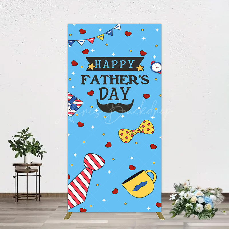 Lofaris Blue Heart Stars Happy Fathers Day Rectangle Backdrop