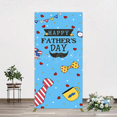 Lofaris Blue Heart Stars Happy Fathers Day Rectangle Backdrop
