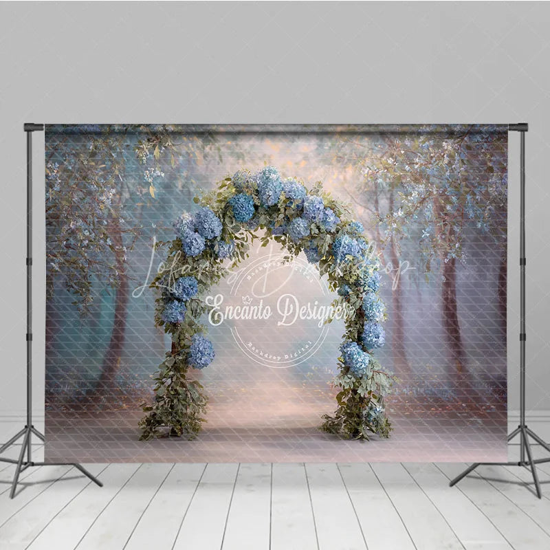 Lofaris Blue Hydrangea Floral Arch Backdrop Whimsical Forest Wedding Enchanted Garden Bridal Shower Photo Prop