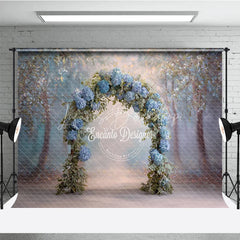 Lofaris Blue Hydrangea Floral Arch Backdrop Whimsical Forest Wedding Enchanted Garden Bridal Shower Photo Prop