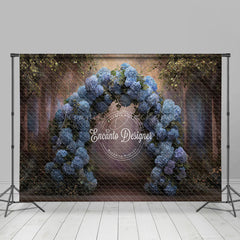 Lofaris Blue Hydrangea Floral Arch Photography Backdrop Enchanted Forest for Wedding Romantic Photo Background