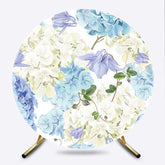 Lofaris Blue Hydrangea Floral Bridal Shower Round Backdrop