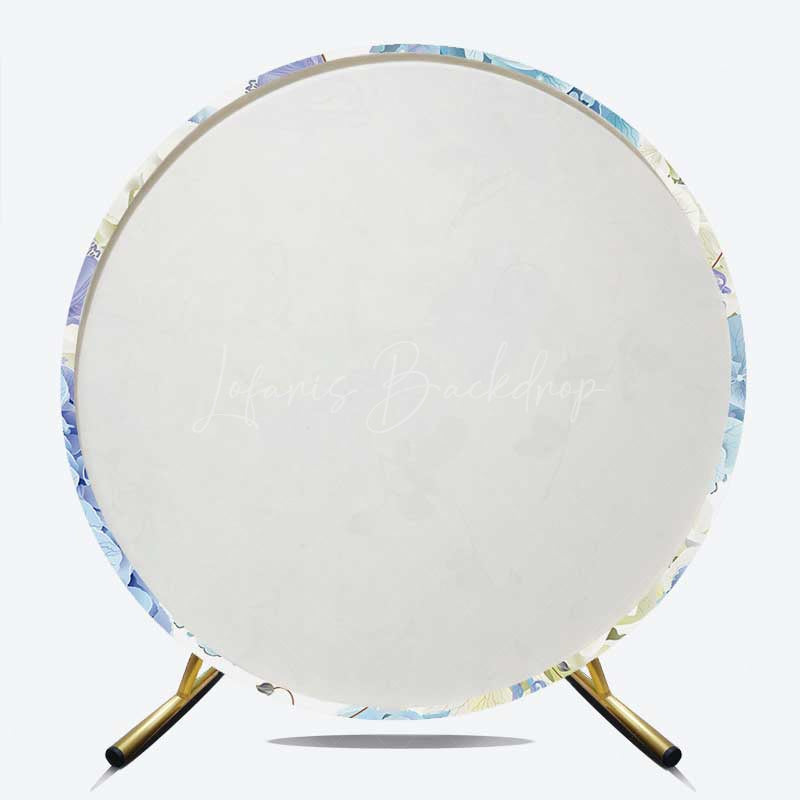 Lofaris Blue Hydrangea Floral Bridal Shower Round Backdrop
