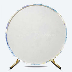 Lofaris Blue Hydrangea Floral Bridal Shower Round Backdrop