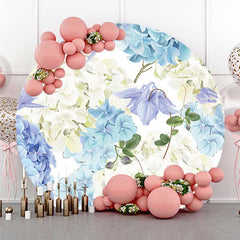 Lofaris Blue Hydrangea Floral Bridal Shower Round Backdrop