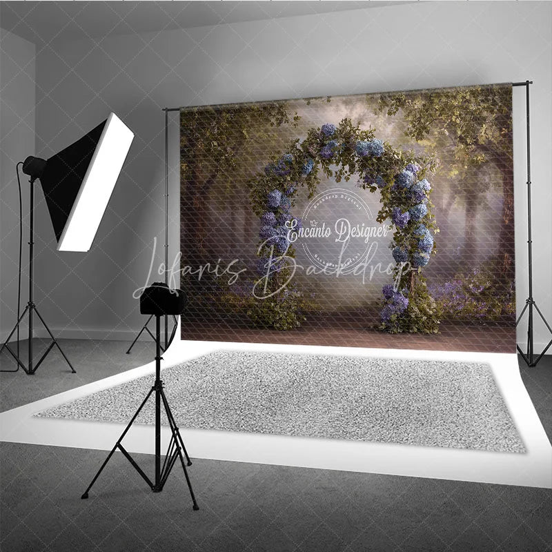 Lofaris Blue Hydrangea Wedding Arch Backdrop Enchanted Forest Photo Prop Magical Woodland Bridal Shower Decor