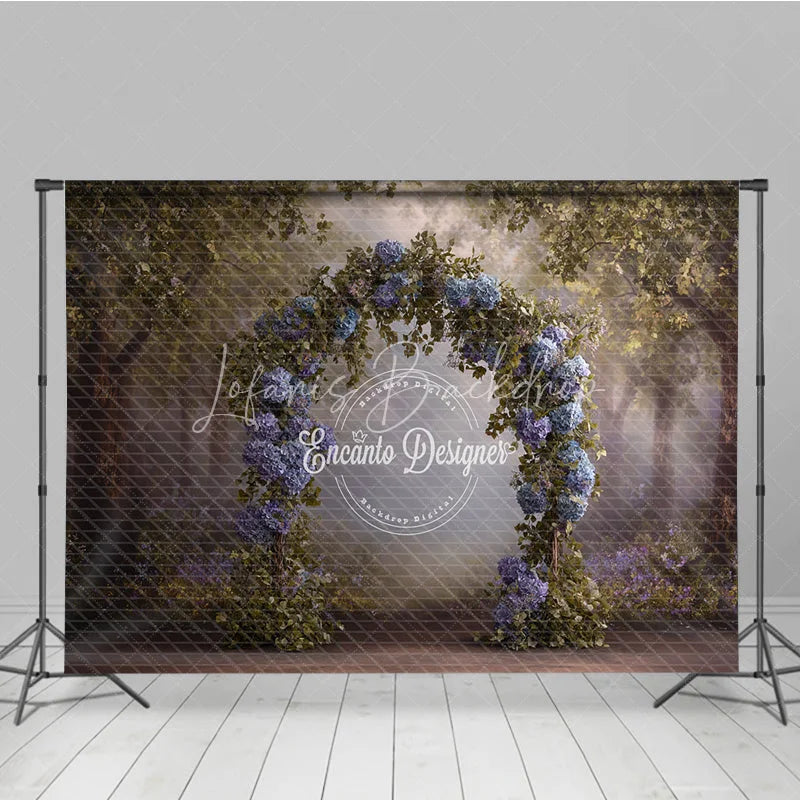 Lofaris Blue Hydrangea Wedding Arch Backdrop Enchanted Forest Photo Prop Magical Woodland Bridal Shower Decor