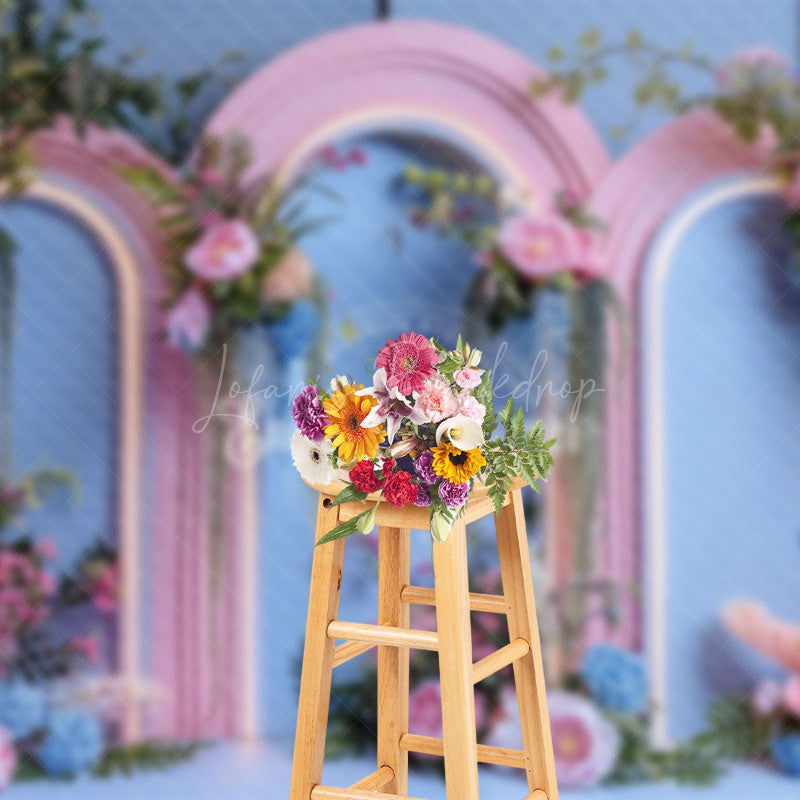 Lofaris Blue Lighted Arch Floral Greenery Wedding Backdrop