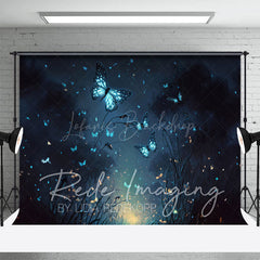 Lofaris Blue Lighted Mystical Butterflies Fine Art Backdrop