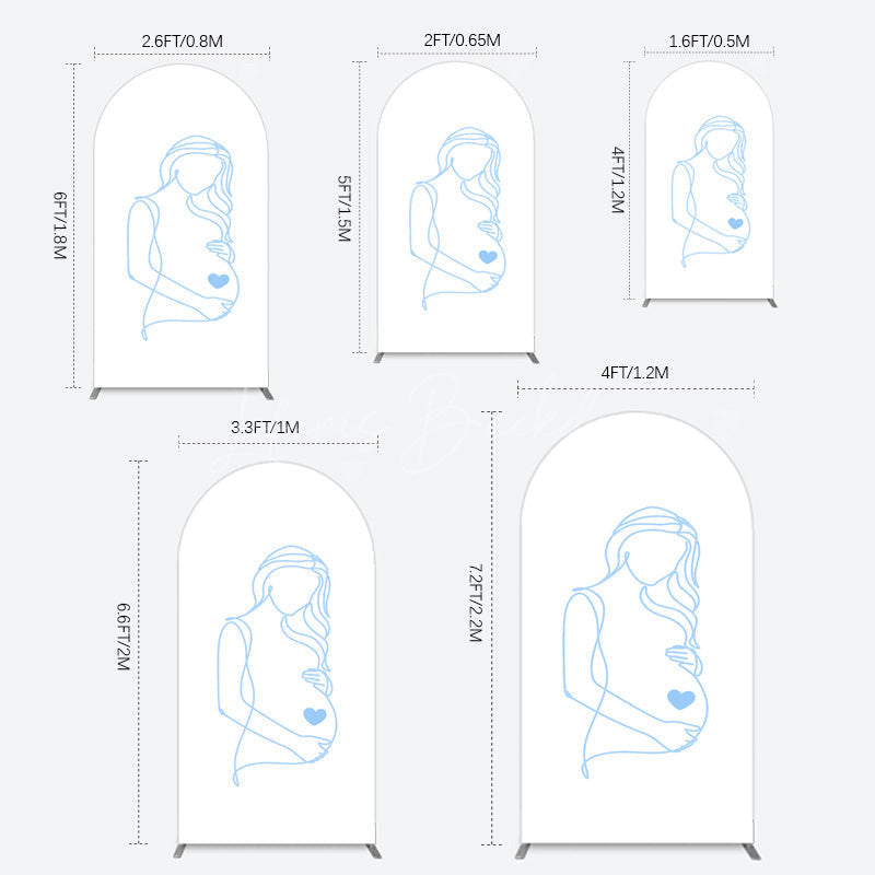Lofaris Blue Lined Pregnant Woman Baby Shower Arch Backdrop