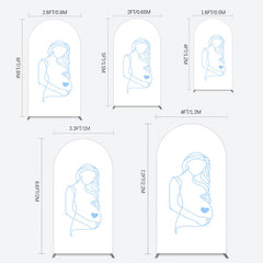 Lofaris Blue Lined Pregnant Woman Baby Shower Arch Backdrop