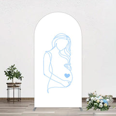 Lofaris Blue Lined Pregnant Woman Baby Shower Arch Backdrop