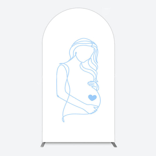Lofaris Blue Lined Pregnant Woman Baby Shower Arch Backdrop