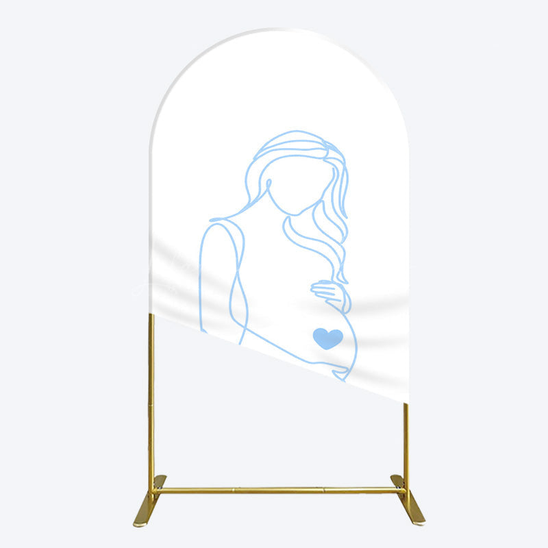 Lofaris Blue Lined Pregnant Woman Baby Shower Arch Backdrop