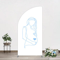 Lofaris Blue Lined Pregnant Woman Baby Shower Half Moon Arch Backdrop