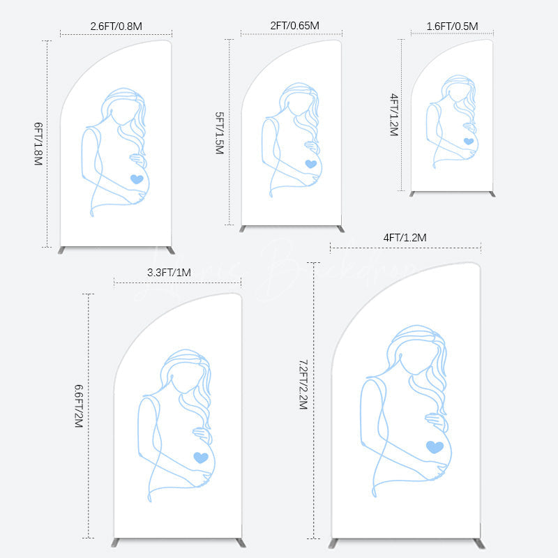 Lofaris Blue Lined Pregnant Woman Baby Shower Half Moon Arch Backdrop