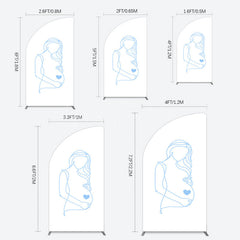 Lofaris Blue Lined Pregnant Woman Baby Shower Half Moon Arch Backdrop