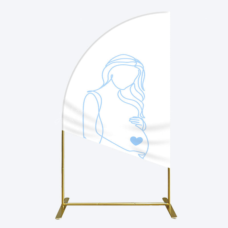 Lofaris Blue Lined Pregnant Woman Baby Shower Half Moon Arch Backdrop