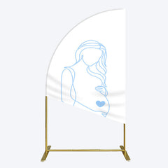 Lofaris Blue Lined Pregnant Woman Baby Shower Half Moon Arch Backdrop