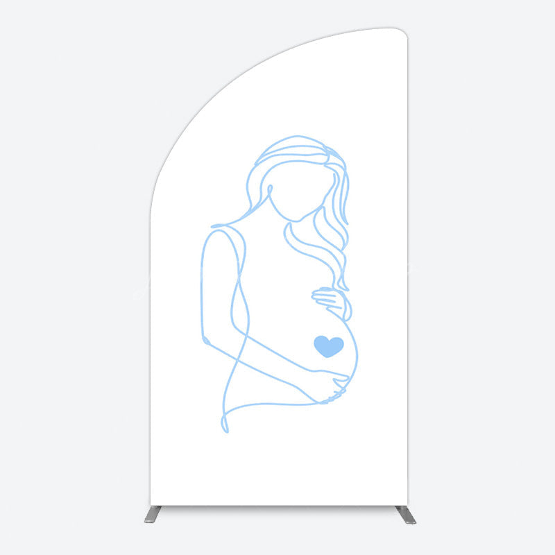 Lofaris Blue Lined Pregnant Woman Baby Shower Half Moon Arch Backdrop
